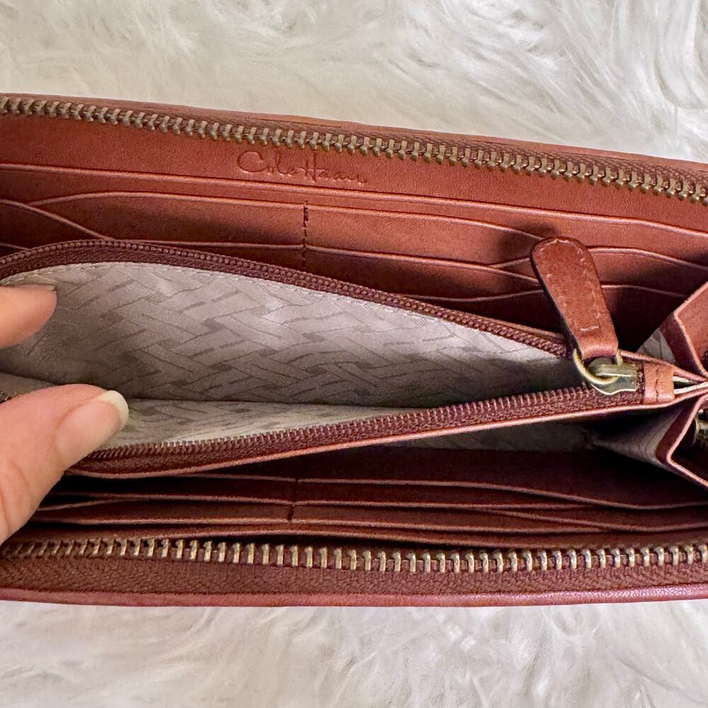 Cole Haan Genevieve Weave Wallet Organizer Card Holder Travel Woven Copper Brown - Picture 12 of 14